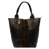 Luka 26-026 sötétbarna női krokodil mintás bőr válltáska, shopper 40 x 36 x 19 cm