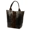 Luka 26-026 sötétbarna női krokodil mintás bőr válltáska, shopper 40 x 36 x 19 cm