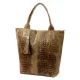 Luka 26-026 világosbarna női krokodil mintás bőr válltáska, shopper 40 x 36 x 19 cm