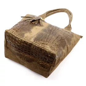   Luka 26-026 világosbarna női krokodil mintás bőr válltáska, shopper 40 x 36 x 19 cm