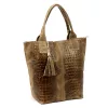 Luka 26-026 világosbarna női krokodil mintás bőr válltáska, shopper 40 x 36 x 19 cm