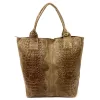Luka 26-026 világosbarna női krokodil mintás bőr válltáska, shopper 40 x 36 x 19 cm
