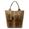 Luka 26-026 világosbarna női krokodil mintás bőr válltáska, shopper 40 x 36 x 19 cm