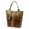 Luka 26-026 világosbarna női krokodil mintás bőr válltáska, shopper 40 x 36 x 19 cm