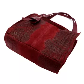   Luka 26-010 CROCO női, bordó krokodil mintás velúr bőr válltáska 34 x 34 x 13 cm