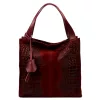 Luka 26-010 CROCO női, bordó krokodil mintás velúr bőr válltáska 34 x 34 x 13 cm