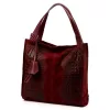 Luka 26-010 CROCO női, bordó krokodil mintás velúr bőr válltáska 34 x 34 x 13 cm