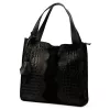 Luka 26-010 CROCO női, fekete krokodil mintás velúr bőr válltáska 34 x 34 x 13 cm