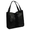 Luka 26-010 CROCO női, fekete krokodil mintás velúr bőr válltáska 34 x 34 x 13 cm