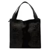 Luka 26-010 CROCO női, fekete krokodil mintás velúr bőr válltáska 34 x 34 x 13 cm