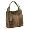 Luka 26-010 CROCO női, taupe krokodil mintás velúr bőr válltáska 34 x 34 x 13 cm