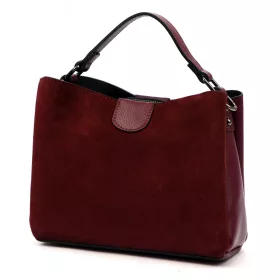   Luka 26-009 bordó női velúr bőr kézitáska 26 x 21 x 11 cm