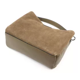   Luka 26-009 taupe női velúr bőr kézitáska 26 x 21 x 11 cm