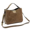 Luka 26-009 taupe női velúr bőr kézitáska 26 x 21 x 11 cm