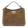 Luka 26-009 taupe női velúr bőr kézitáska 26 x 21 x 11 cm
