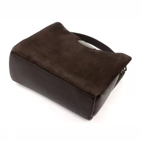   Luka 26-009 női, sötétbarna velúr bőr kézitáska 26 x 21 x 11 cm