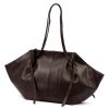 Luka 26-012  sötétbarna női bőr nagyméretű, válltáska 60 x 30 x 15 cm
