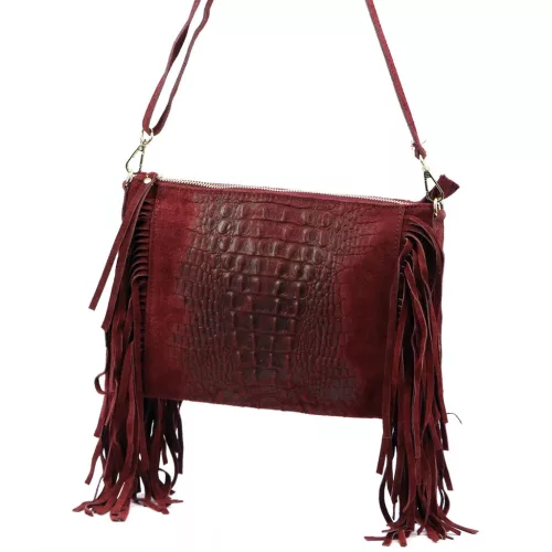 Luka 26-015 CROCO bordó női krokodil mintás bőr válltáska, oldaltáska 30 x 21 x 6 cm