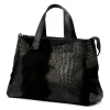 Luka 26-034 CROCO fekete krokodil mintás női bőr kézitáska 40 x 28 x 15 cm