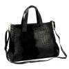 Luka 26-034 CROCO fekete krokodil mintás női bőr kézitáska 40 x 28 x 15 cm