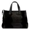 Luka 26-034 CROCO fekete krokodil mintás női bőr kézitáska 40 x 28 x 15 cm