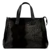 Luka 26-034 CROCO fekete krokodil mintás női bőr kézitáska 40 x 28 x 15 cm
