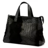 Luka 26-034 CROCO fekete krokodil mintás női bőr kézitáska 40 x 28 x 15 cm