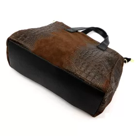   Luka 26-034 CROCO sötétbarna női krokodil mintás velúr bőr kézitáska 40 x 28 x 15 cm