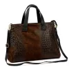 Luka 26-034 CROCO sötétbarna női krokodil mintás velúr bőr kézitáska 40 x 28 x 15 cm