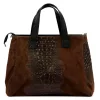 Luka 26-034 CROCO sötétbarna női krokodil mintás velúr bőr kézitáska 40 x 28 x 15 cm