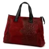 Luka 26-034 CROCO bordó női bőr kézitáska 40 x 28 x 15 cm