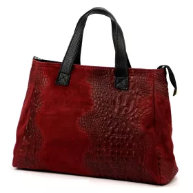   Luka 26-034 CROCO bordó női bőr kézitáska 40 x 28 x 15 cm