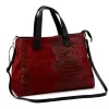Luka 26-034 CROCO bordó női bőr kézitáska 40 x 28 x 15 cm