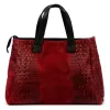 Luka 26-034 CROCO bordó női bőr kézitáska 40 x 28 x 15 cm