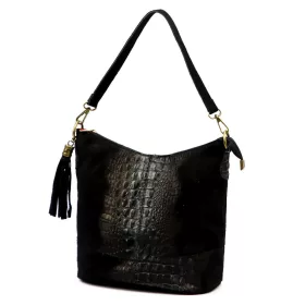   Luka 26-027 CROCO női, fekete krokodil mintás bőr válltáska 26 x 26 x 16 cm