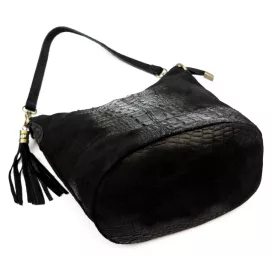   Luka 26-027 CROCO női, fekete krokodil mintás bőr válltáska 26 x 26 x 16 cm