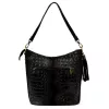 Luka 26-027 CROCO női, fekete krokodil mintás bőr válltáska 26 x 26 x 16 cm