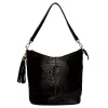 Luka 26-027 CROCO női, fekete krokodil mintás bőr válltáska 26 x 26 x 16 cm