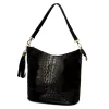 Luka 26-027 CROCO női, fekete krokodil mintás bőr válltáska 26 x 26 x 16 cm