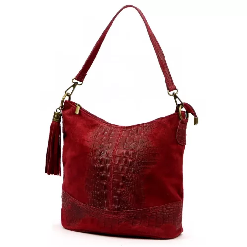 Luka 26-027 CROCO bordó női bőr válltáska 26 x 26 x 16 cm