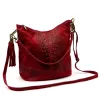 Luka 26-027 CROCO bordó női bőr válltáska 26 x 26 x 16 cm