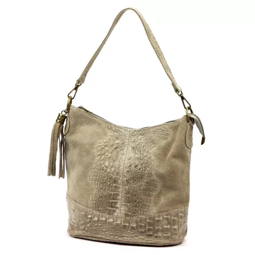 Luka 26-027 CROCO női bőr homok színű válltáska 26 x 26 x 16 cm
