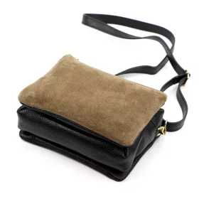   Luka 26-024 női mogyoró-fekete bőr oldaltáska 20 x 15 x 10 cm