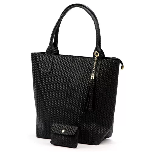 Luka 26-028 fekete női bőr válltáska, shopper 42 x 35 x 16 cm