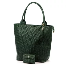   Luka 26-028 női zöld bőr válltáska, shopper 42 x 35 x 16 cm
