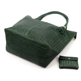   Luka 26-028 női zöld bőr válltáska, shopper 42 x 35 x 16 cm