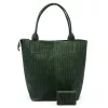 Luka 26-028 női zöld bőr válltáska, shopper 42 x 35 x 16 cm