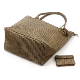   Luka 26-028  női taupe bőr válltáska, shopper  42 x 35 x 16 cm