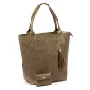 Luka 26-028  női taupe bőr válltáska, shopper  42 x 35 x 16 cm