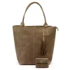 Luka 26-028  női taupe bőr válltáska, shopper  42 x 35 x 16 cm